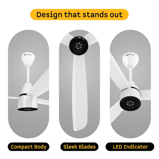 atomberg Renesa Enzel 1200mm BLDC Ceiling Fan with Remote Control | BEE 5 star Rated Energy Efficient Ceiling Fan | High Air Delivery with LED Indicators| 3 Year Warranty (Gloss White)