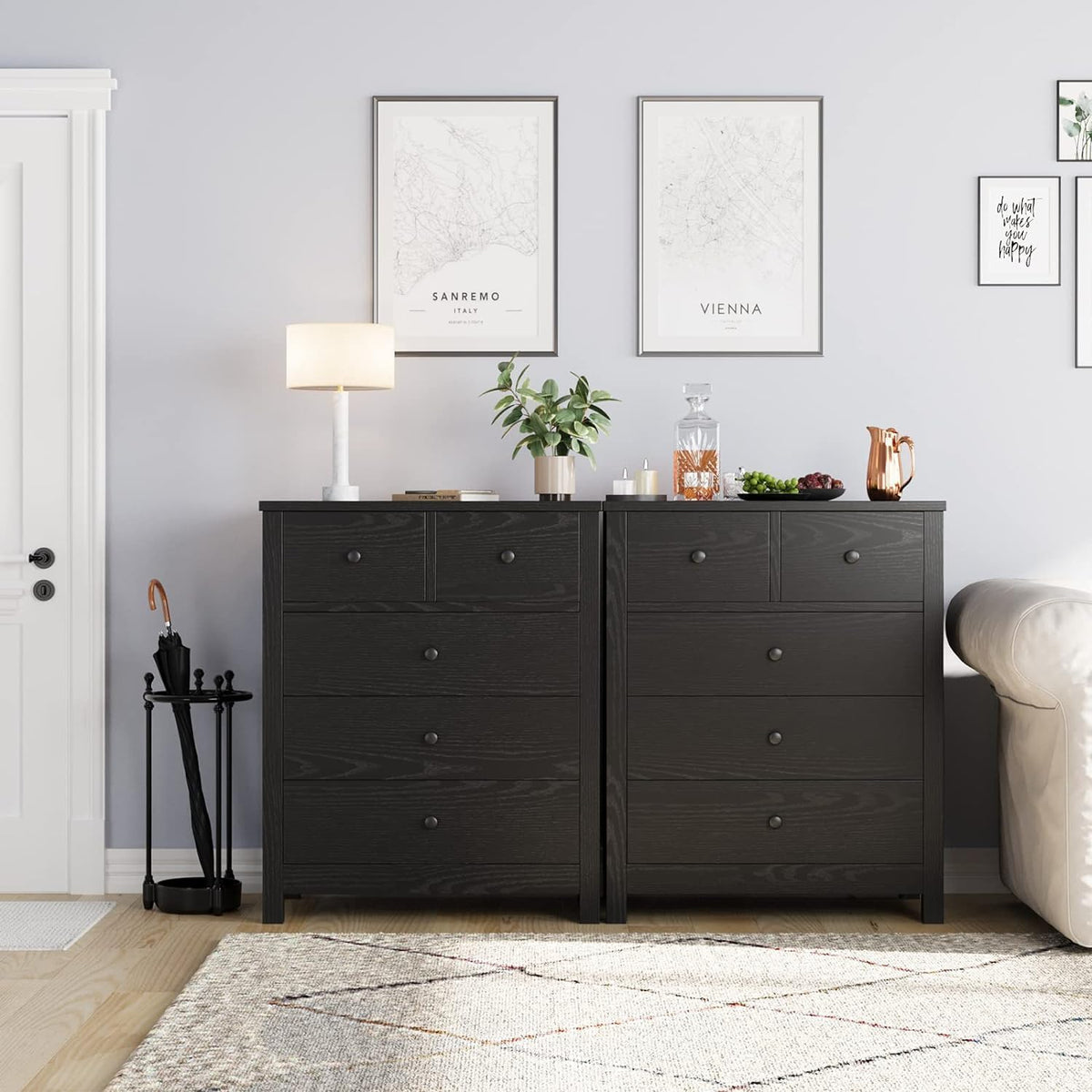 Solid Sheesham Wooden Dresser for Bedroom | Wood Dresser Organizer | 5 Drawer Dresser with Deep Space Storage C