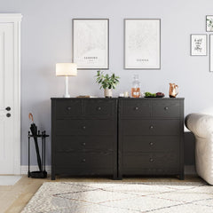 Solid Sheesham Wooden Dresser for Bedroom | Wood Dresser Organizer | 5 Drawer Dresser with Deep Space Storage C