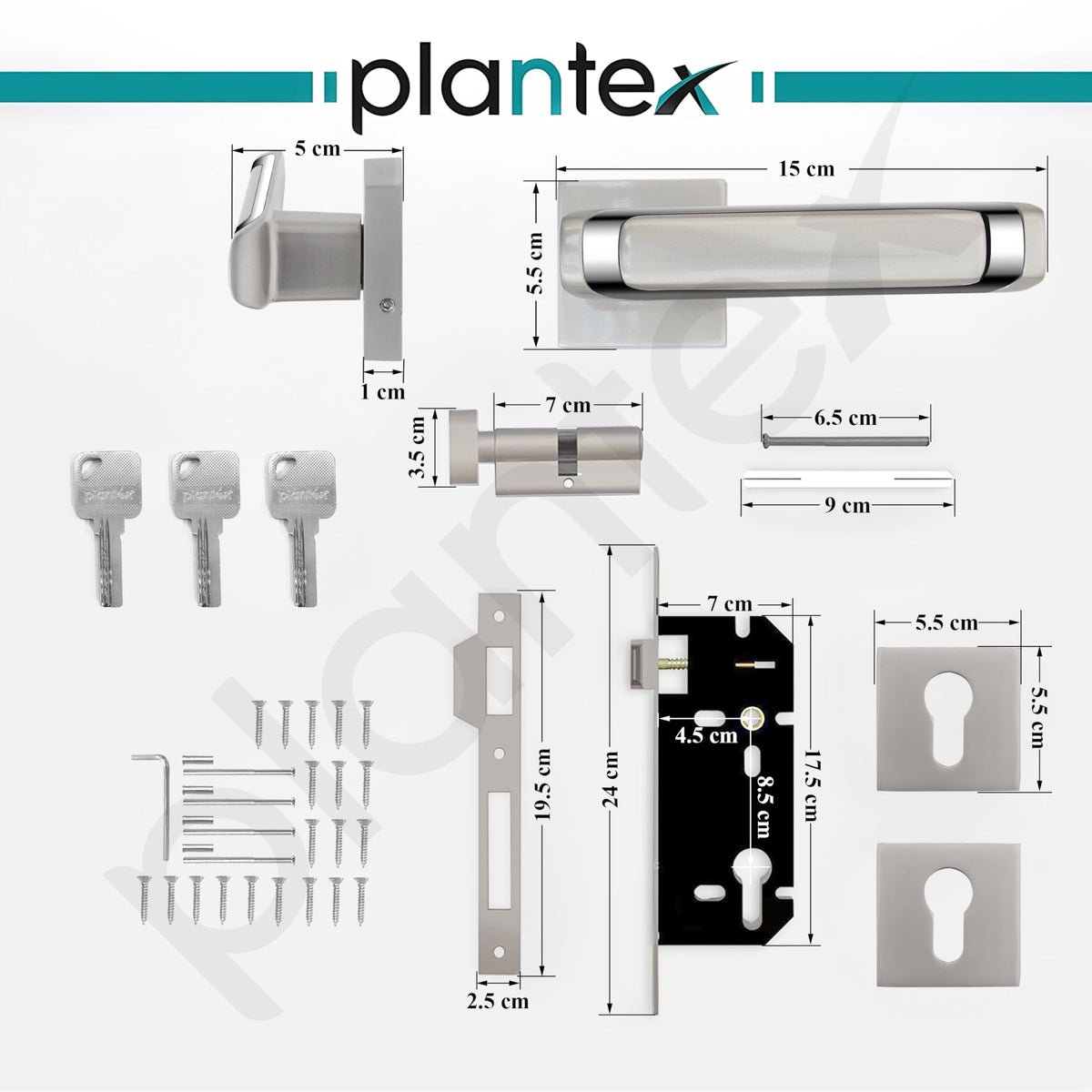 Plantex Mortise Door Lock for Home/Main Door Lock Set with 3 Years of Warranty/Mortice Lock for Door with Brass Lock Body & Cylinder (7127, Satin White & Chrome)-3