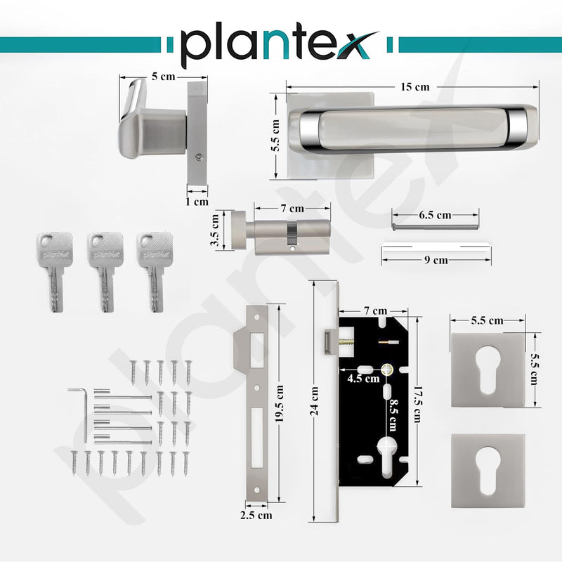 Plantex Mortise Door Lock for Home/Main Door Lock Set with 3 Years of Warranty/Mortice Lock for Door with Brass Lock Body & Cylinder (7127, Satin White & Chrome)-3