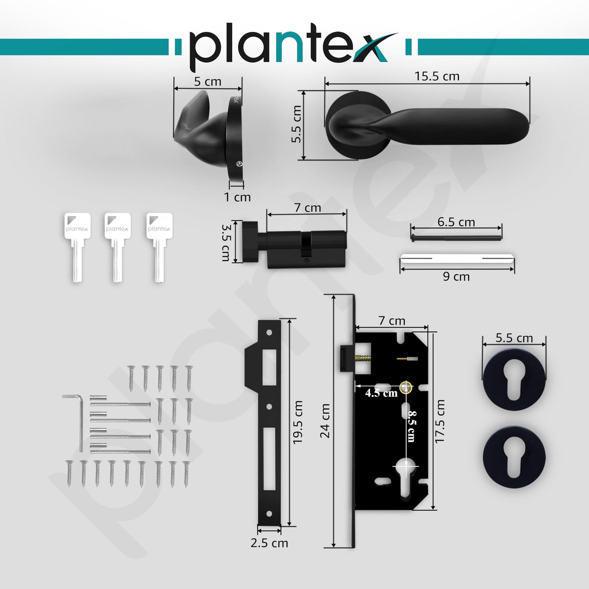 Plantex Triple Security Door Lock For Home/Main Door Lock Set Knob Handle With 3 Years Of Warranty/Mortise Lock For Door With Brass Lock Body&Cylinder(7106-Black)-3
