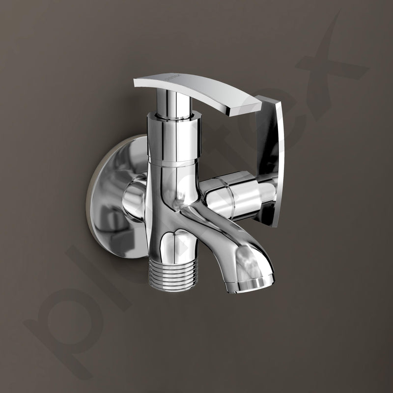 Plantex Two Way Tap for Washing Machine with Water Saving Aerator/2 in 1 Bibcock for Bathroom with Brass Spindle and Wall Flange/Bathroom Tap-(SMR-1265-Chrome)-6
