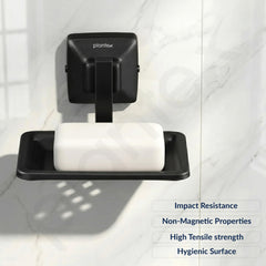Plantex 304 Grade Stainless Steel Soap Holder for Bathroom/Soap Dish/Soap Stand/Bathroom Accessories - Squaro (Black)-6