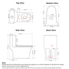 Plantex Commode for Toilet/Ceramic One Piece Toilet/Rimless Washdown Flush Commode with Soft Closing Toilet Seat - S Trap (White, APS-2019)-3