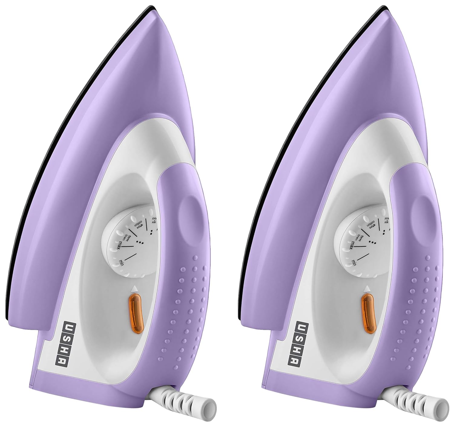 USHA EI Armor 1100 W Dry Iron With Black Weilburger Soleplate (Purple), 1100 Watt (Pack of 2)
