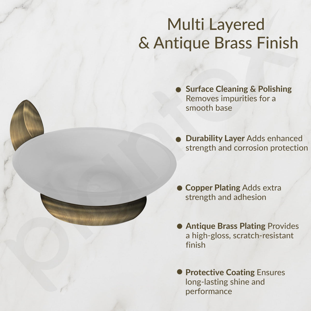 Plantex Smero Pure Brass Glass Soap Holder for Bathroom & Kitchen/Soap Stand/Case/Dish/Bathroom Accessories - Contrive (Rich Antique)-6