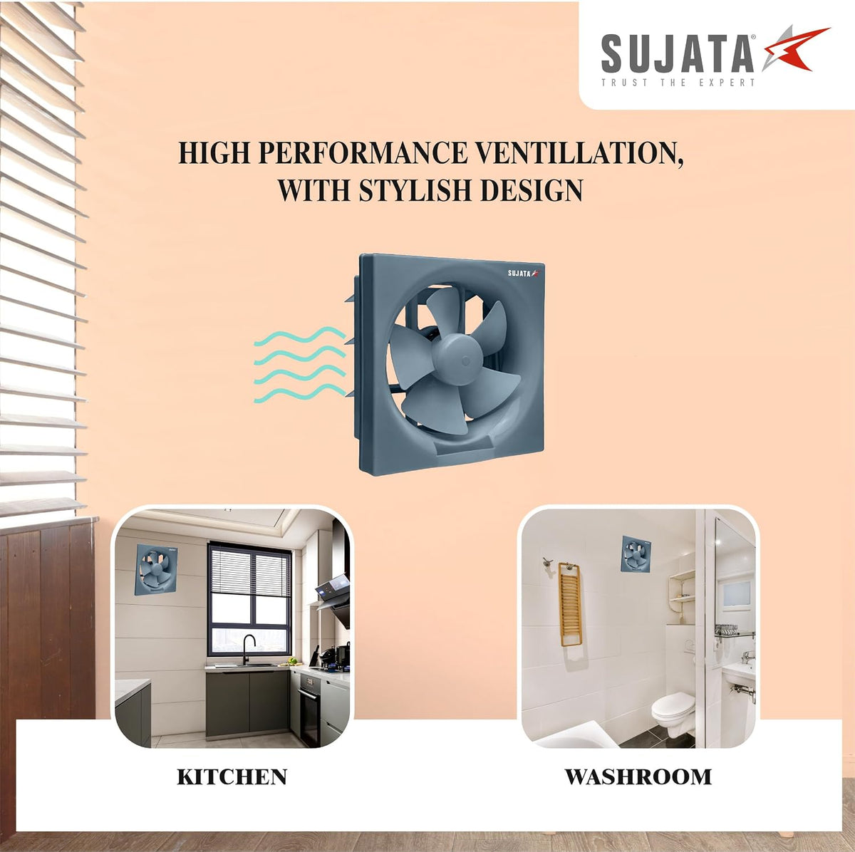 Sujata 250 mm Premium Exhaust Fan for Kitchen, Bathroom & Office-5