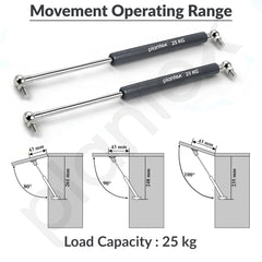 Plantex 12 Inch Hydraulic Gas Spring Stay Strut Pneumatic Lift Support with Cover/Cabinet Hinges Support/Capacity 25 KGS (250 N) - Pair of 1 (2 Pcs) (Silver)-5