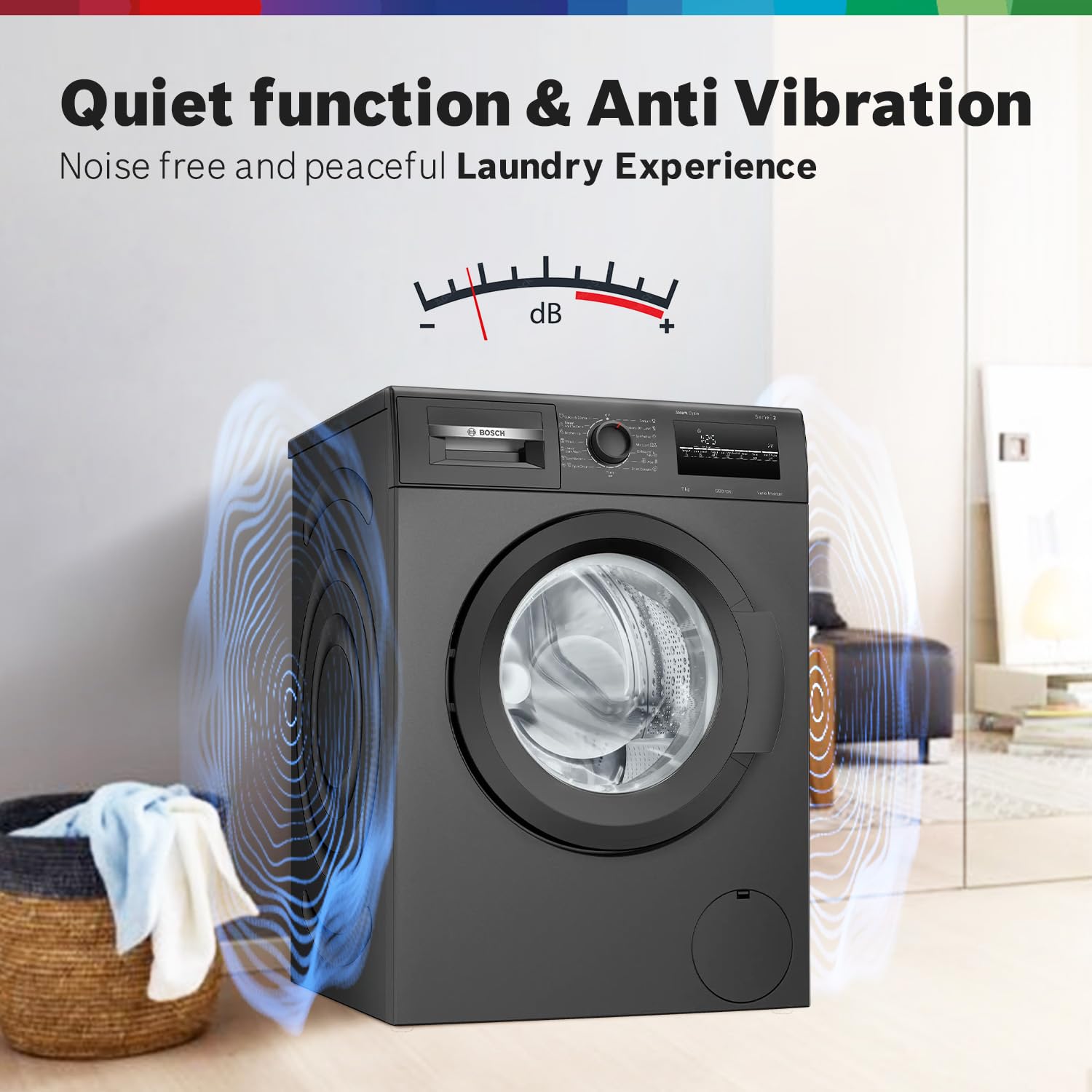 Bosch 7 kg 5 Star Fully-Automatic Front Loading Washing Machine (WAJ24209IN, Black, AI active water plus, In-Built Heater, BLDC Inverter motor, Steam)