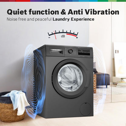 Bosch 7 kg 5 Star Fully-Automatic Front Loading Washing Machine (WAJ24209IN, Black, AI active water plus, In-Built Heater, BLDC Inverter motor, Steam)