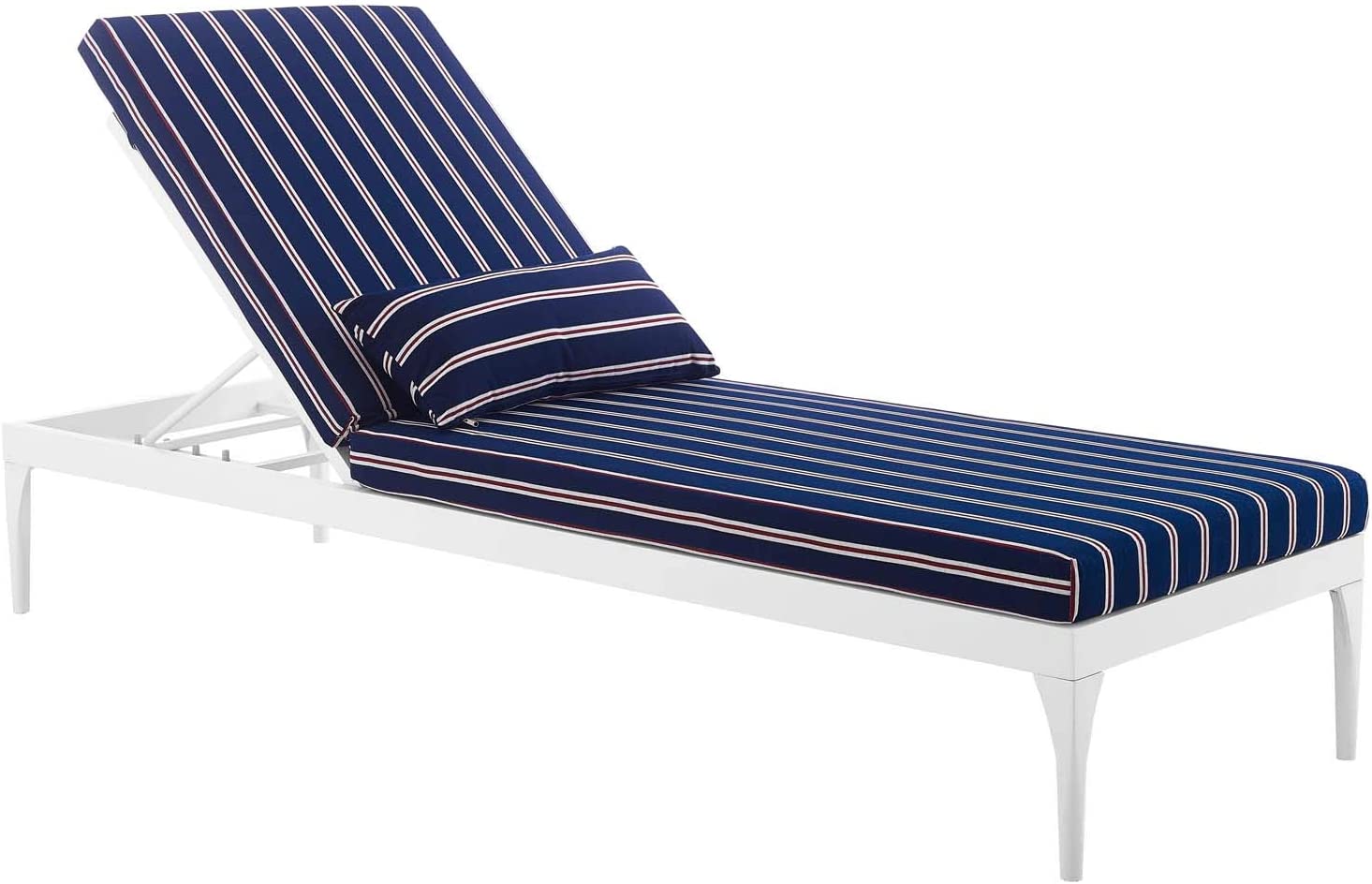 Mick Outdoor Swimming Poolside Lounger (White + Navy Blue ) Set of 2