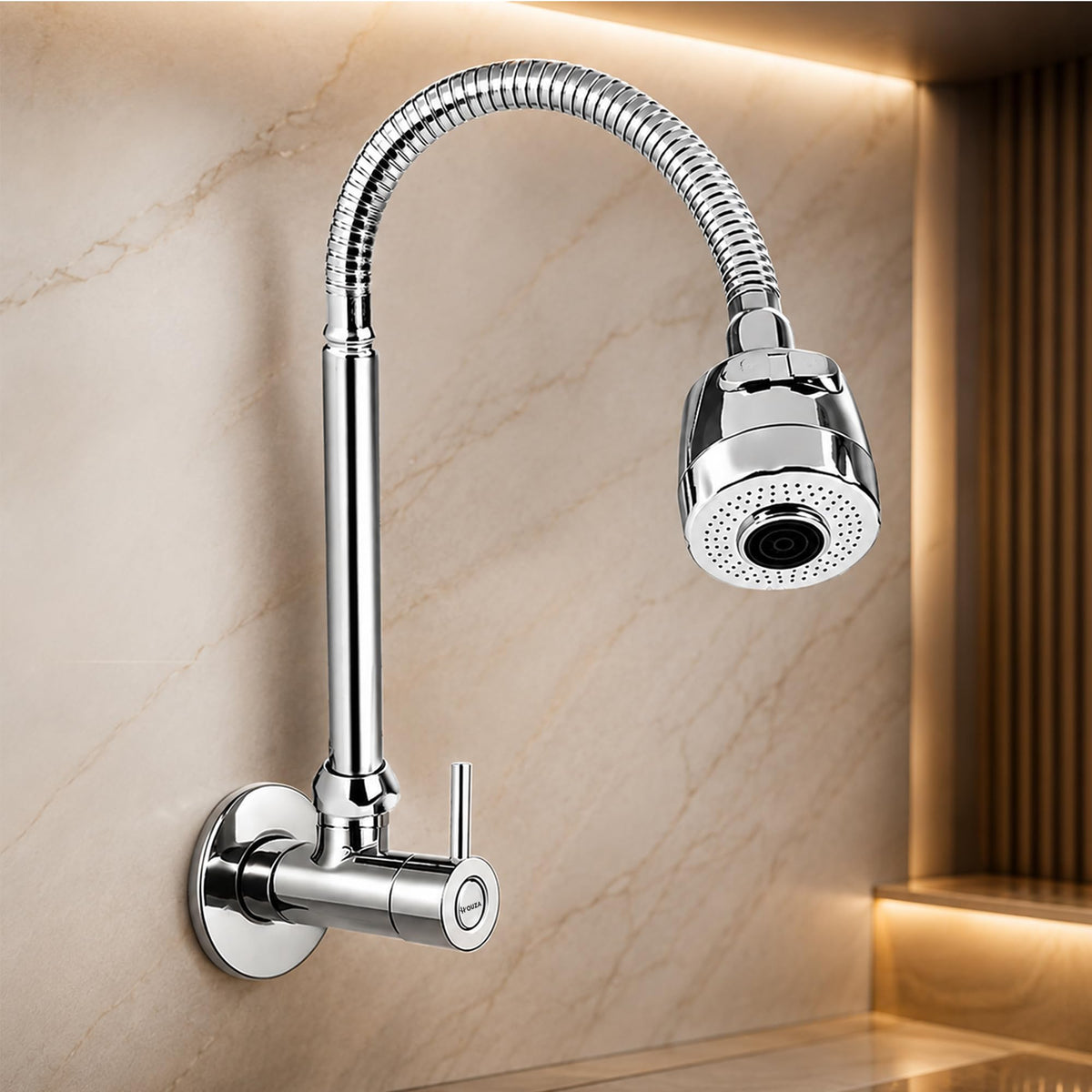 HOUZA Brass Kitchen Sink Tap Faucet with Pull Down Sprayer | Kitchen Tap with 360 Degree Flexible Silicon Swivel Spout | Water Saving Aerated Dual Flow Kitchen Faucet for Sink (Chrome Finish, Black)