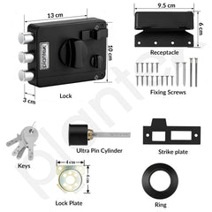 Plantex Brass Tri-Bolt Lock for Main Door/Heavy Duty Door Lock with 4 Keys/Suitable On Single Door for Home/Office/Hotel - Pack of 1 (Z-Black) (Model APS-TB-1384)-6