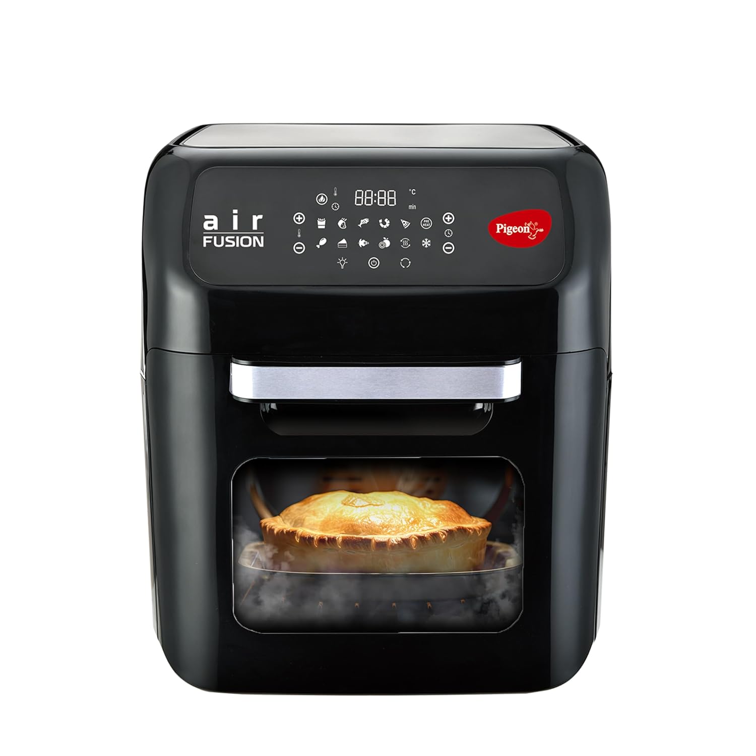 Pigeon by Stovekraft Air Fryer Oven 12L | 1800W | 2-in-1 Appliance - AirfryerOTG | Digital Touchscreen | 9 Preset Menu | Air Fry, Bake, Broil, Toast, Defrost (Black) | With Rotisserie | 7 Accessories
