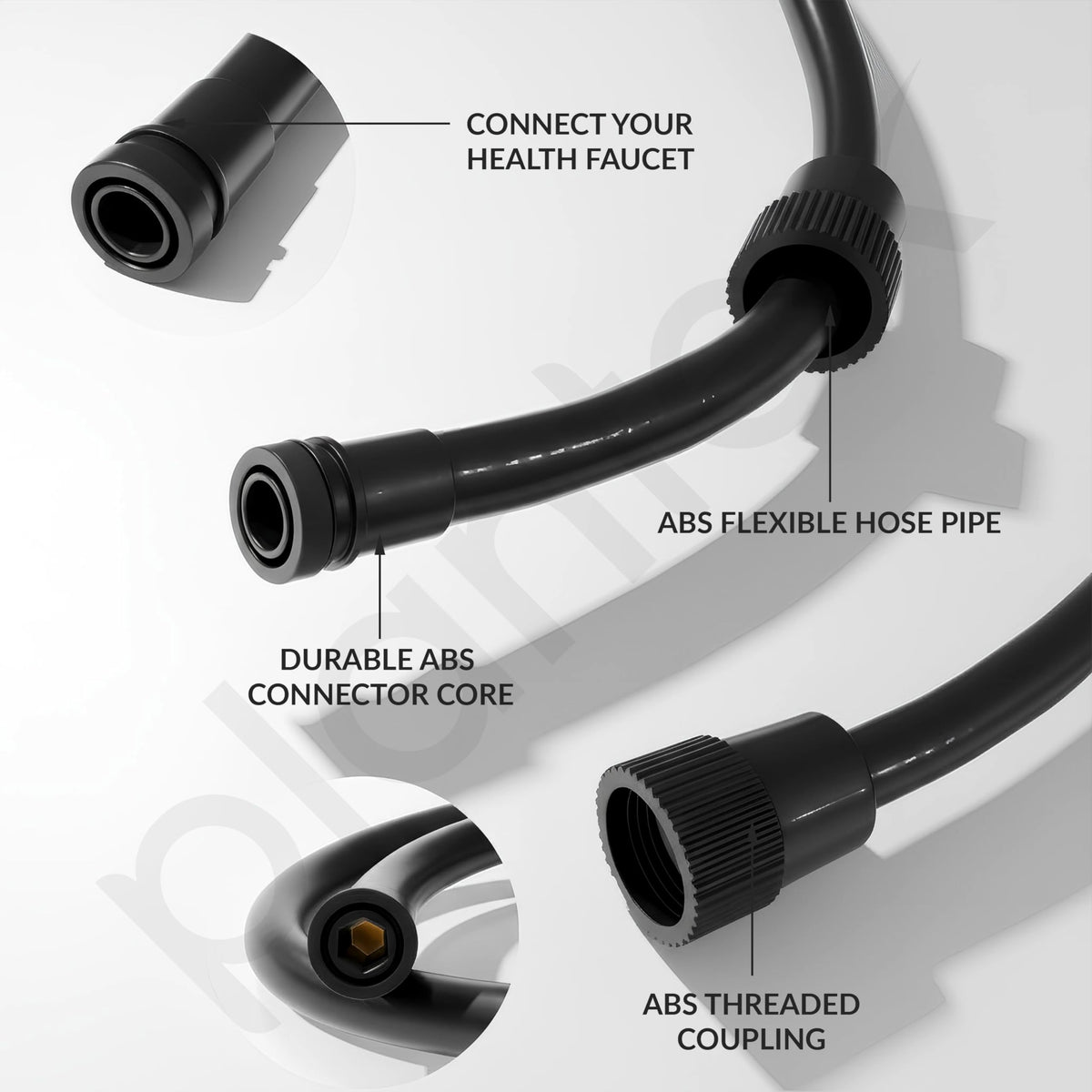Plantex Jet Spray for Toilet/ABS Health Faucet with 1 Meter Shower Hose Pipe and Wall Hook/Health Faucet Set for Bathroom/Hand Gun for Toilet - (Black)-5