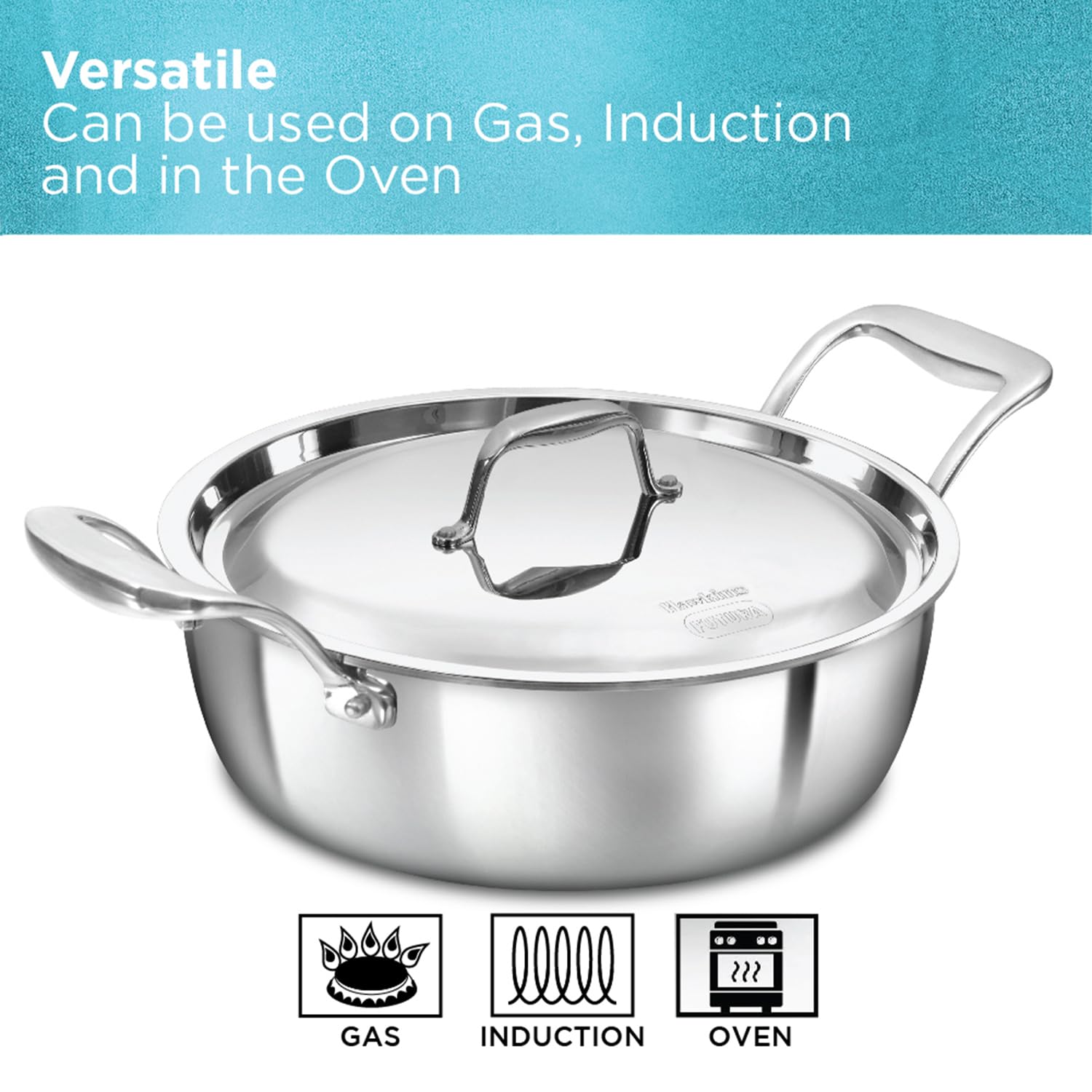 Hawkins 3L Pro Triply Stainless Steel Cook N Serve Bowl with Steel Lid, Silver (PSC30S)