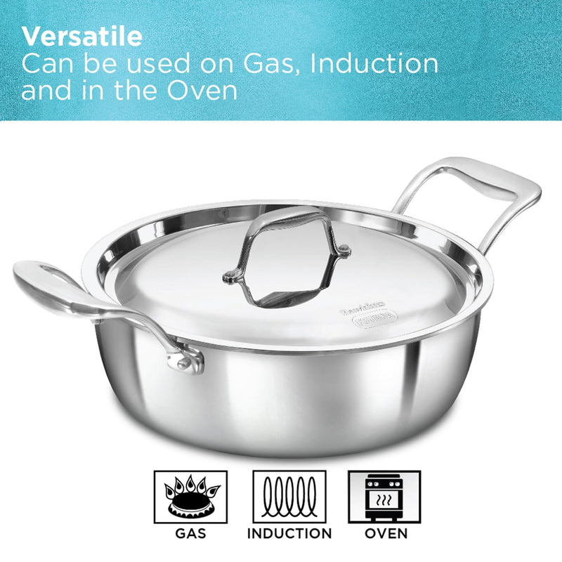 Hawkins 3L Pro Triply Stainless Steel Cook N Serve Bowl with Steel Lid, Silver (PSC30S)