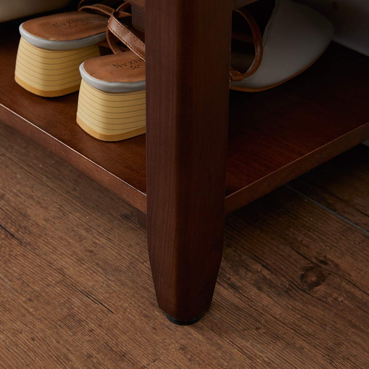 Storage Bench Wooden Shoe Rack Bench | Rustic Solid Wood Entryway Bench | Indoor Shoe Organizer | Brown Wood Sh