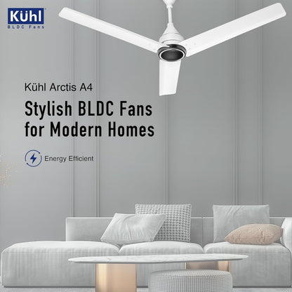 KUHL Arctis A4 1200 mm BLDC 65% Power Saving BLDC Ceiling Fan With Remote | BEE 5 Star Rated & ISI Marked | High Air Flow | 5 Year Warranty on Motor | White Dual
