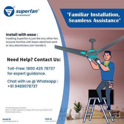 Superfan SuperJ1 900mm BLDC Ceiling Fan for Home| India's 1'st BLDC fan| BEE 5-star Rated Energy Efficient BLDC Fan | 5 Year Warranty (White)