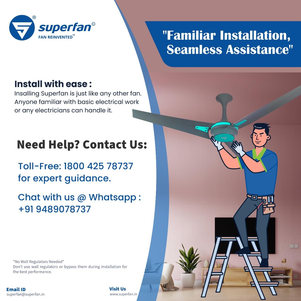 Superfan SuperX1 1200mm BLDC Ceiling fan for Home | India's 1'st BLDC fan| BEE 5 Star Rated Energy Efficient BLDC Fan| 5 Year Warranty (Lilac)