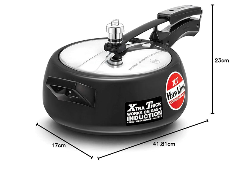 Hawkins Pressure Cooker Contura Hard Anodized Extra Thick Base for Induction, 3.5 L (Black)