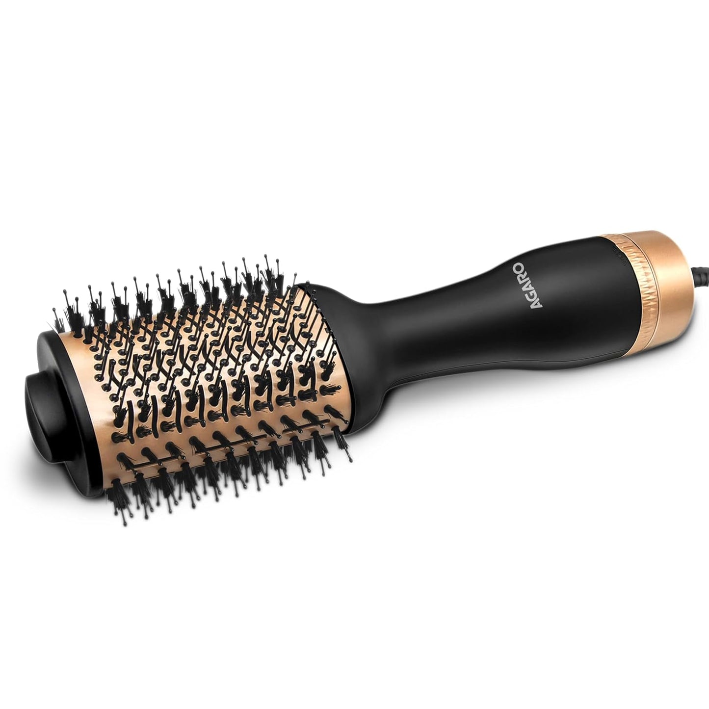 AGARO HV2179 Hot Air Brush for Hair, Blow Dryer Brush, Volumizer & Styler, 360° Airflow Vent, Oval Barrel for Hair Volume, Charcoal Bristles, Ceramic Coating Brushing Head, 1200W, Gold & Black