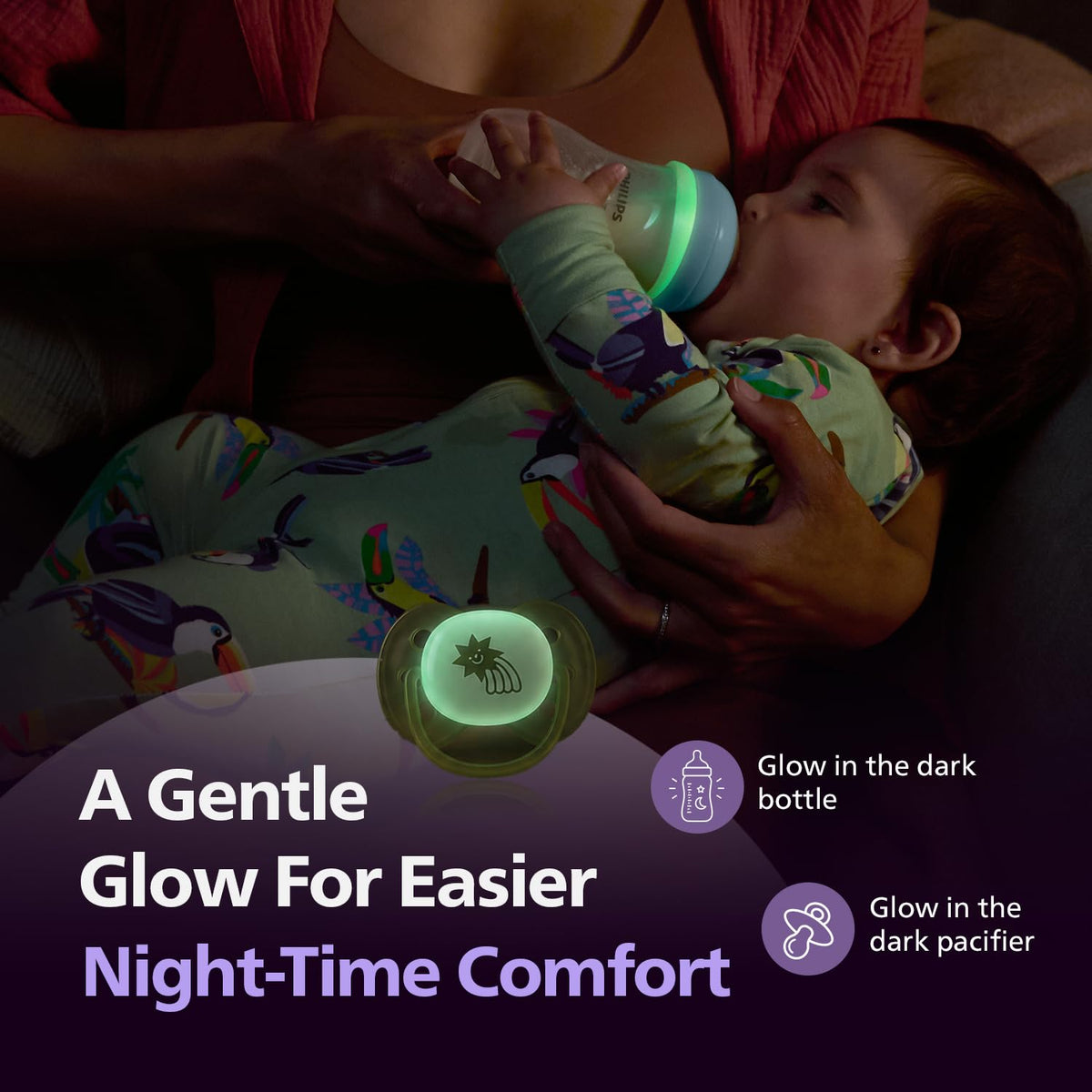 Philips Avent Natural Response Nighttime Set - 9 oz/260 ml Bottle with Medium Flow Teat (Flow 3) (SCD838/17)
