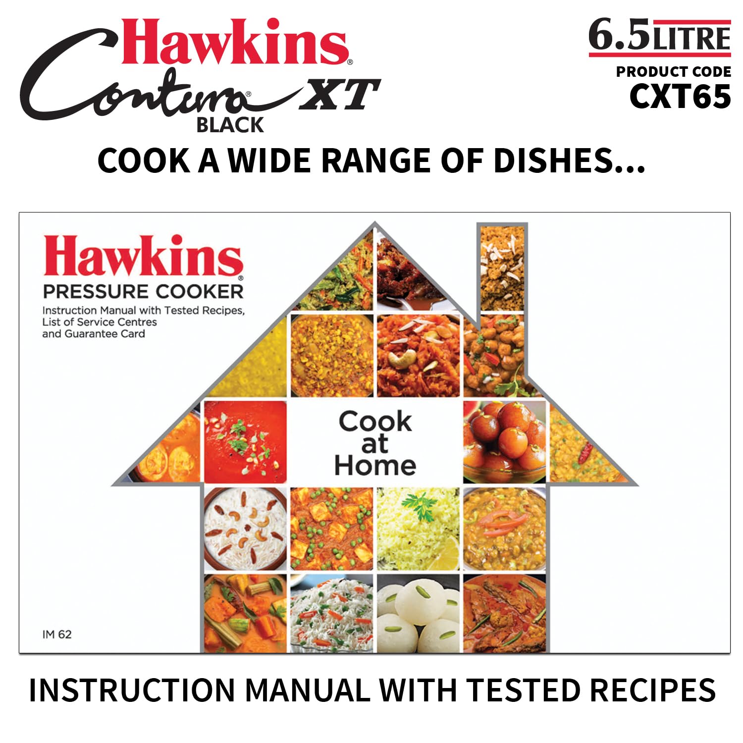 Hawkins 6.5 Litre Contura Black XT Pressure Cooker, Hard Anodised Inner Lid Cooker, Induction Cooker, Black (CXT65)