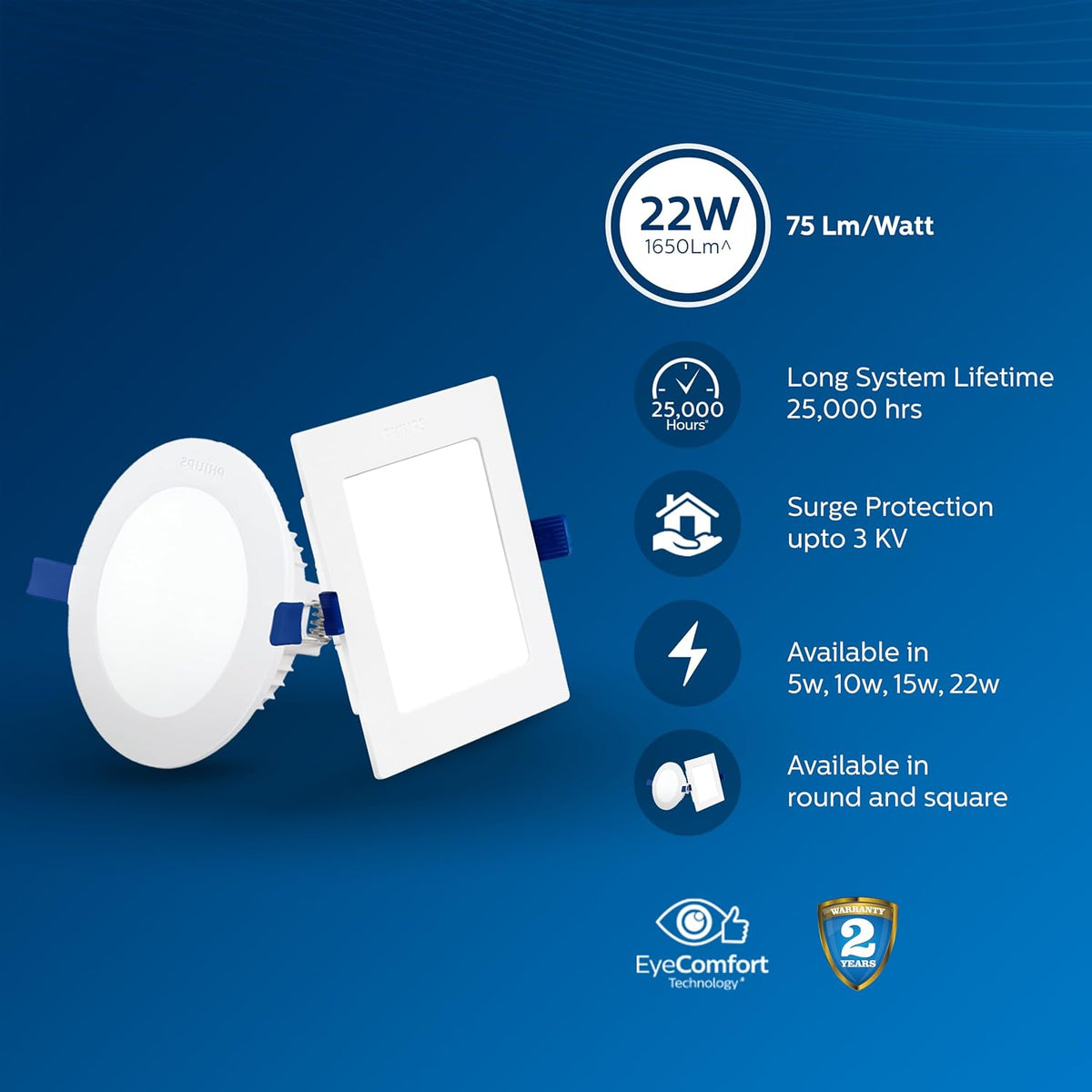 Philips Astra Sleek 22-watt Round LED Downlighter (Pack of 4)