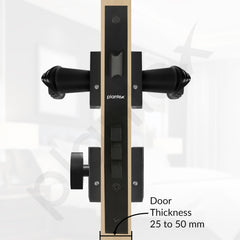 Plantex Main Door Lock/Mortise Lock for Doors - Robust Door Handle for Home with Brass Locks Body & Cylinder (PT-014, Black)-5