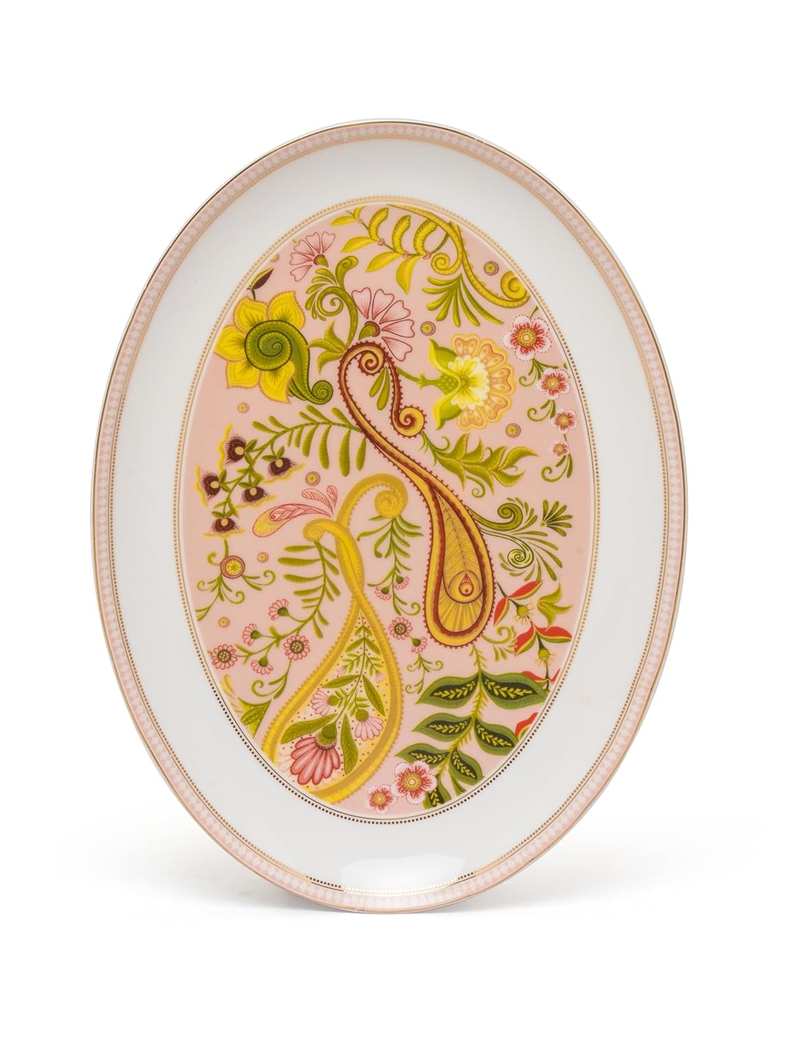 Clay Craft Fine Ceramic Dinner Set of 34 Pcs - Urmi Fiesta (Peach), for Family of 6, Dinner Set Ceramic, Crockery Set, Dining Set for Dinner, Crockery Set for Gift, Kitchen Set for Home