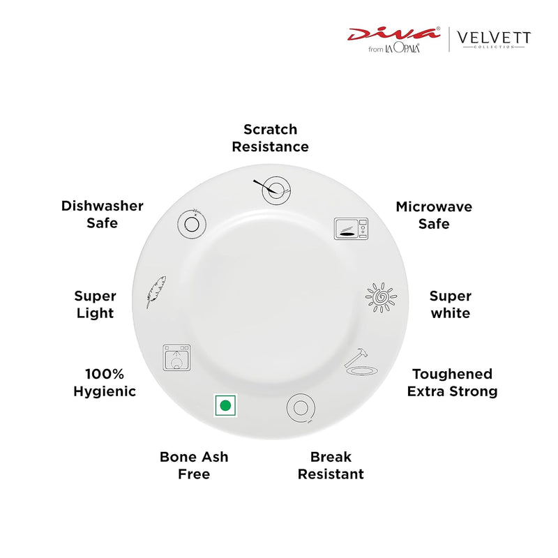 La Opala Diva, Velvett Collection Opal Glass Crockery | Coffee Mug Regular, Set of 6 | Pearl Grey, 190 ml | for Tea & Coffee | Microwave Safe | 100% Vegetarian | Extra Strong | Super Light & White