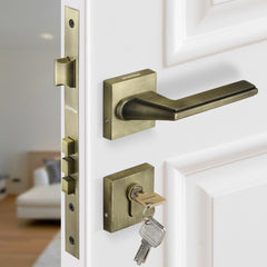 Plantex Triple Security Door Lock for Home/Main Door Lock Set with 3 Years of Warranty/Mortise Lock for Door with Brass Lock Body & Cylinder(7122 - Brass Antique Finish)-1