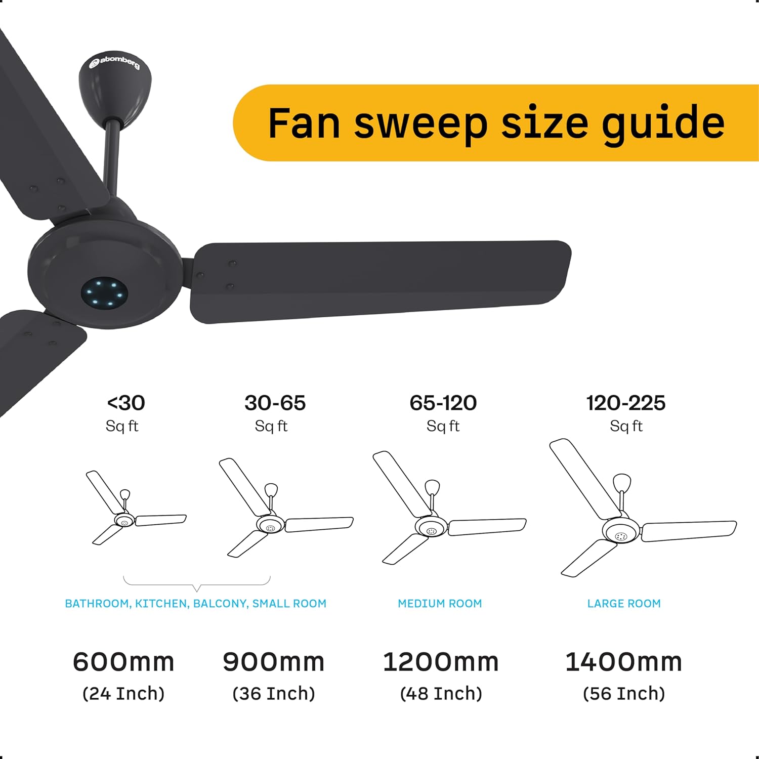 atomberg Ikano 1200mm BLDC Ceiling Fan with Remote | BEE 5 star | High Air Delivery | LED Speed Indicator | Low Noise | Timeless Design with Power Saving | 3 Year Warranty | (Pebble Grey)