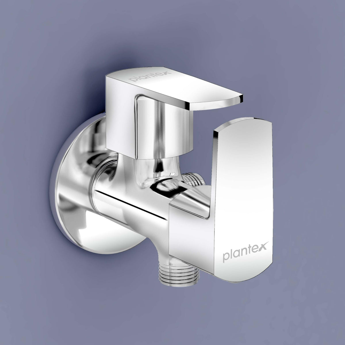 Plantex 2 in 1 Angle Valve with Brass Spindle/Angle Cocke for Bathroom/2 Way Angle Valve Wall Flange and Teflon Tape - Pack of 1 (Saga, Chrome)
