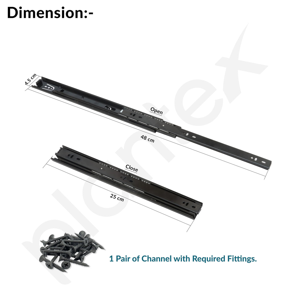 Plantex Drawer Channel/Regular Close Ball Bearing Slider Drawer Channel for Home, Kitchen & Wardrobe/Channel for Drawer (10-Inch,Black) Pair-3