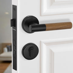 Plantex Main Door Lock/Mortise Lock for Door with 3 Years of Warranty - Robust Door Lock for Home with Brass Lock Body & Cylinder (Black & Wood Finish)-1