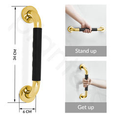 Plantex 304 Stainless Steel Grab Bar for Toilet with Grip/13 inch Anti-Slip Handle for Bathroom Support - Pack of 1 (PVD Gold & Black)-5