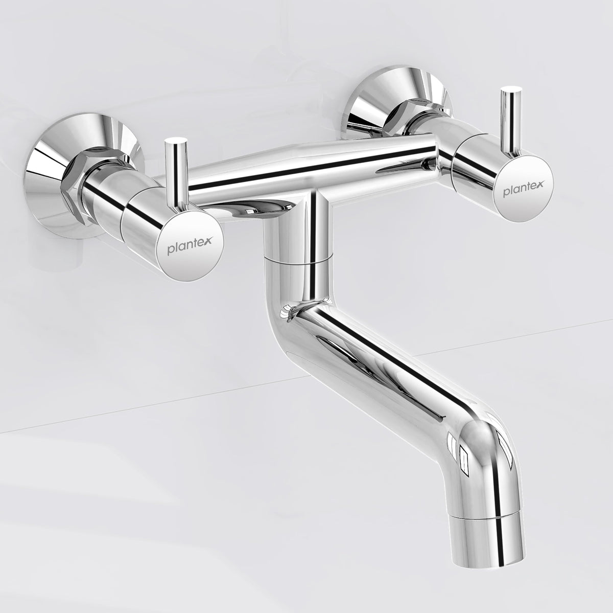 Plantex Pure Brass ICO-916 Non Telephonic Wall Mixer with Water Saving Technology Tap/Mixer Tap for Bathroom with Brass Wall Flange and Teflon Tape-7 Year Warranty (Mirror Chrome)-1
