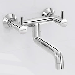 Plantex Pure Brass ICO-916 Non Telephonic Wall Mixer with Water Saving Technology Tap/Mixer Tap for Bathroom with Brass Wall Flange and Teflon Tape-7 Year Warranty (Mirror Chrome)-1