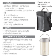 Glamour Thermosteel Stainless Steel Tiffin Box (Milton)