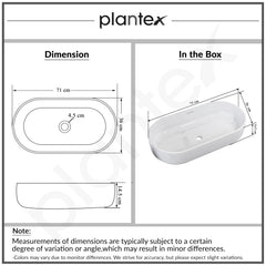 Plantex Platinum Ceramic Wash Basin/Basin for Bathroom/Tabletop Wash Basin/Bathroom Basin with 10 Years Glaze Warranty by Plantex (White, 28 x 14 x 6 Inch)-3