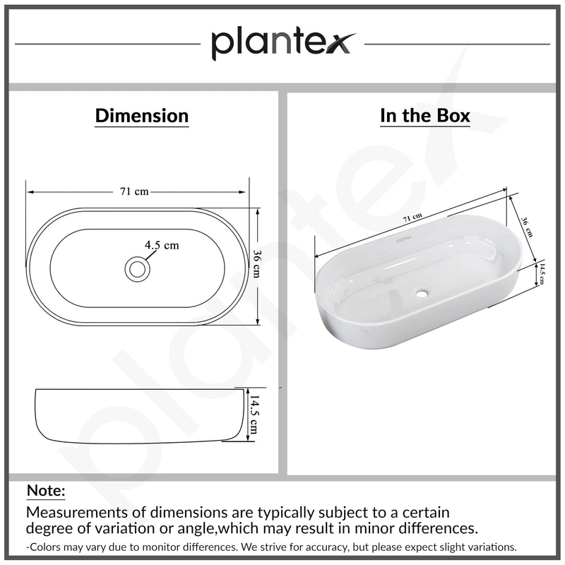 Plantex Platinum Ceramic Wash Basin/Basin for Bathroom/Tabletop Wash Basin/Bathroom Basin with 10 Years Glaze Warranty by Plantex (White, 28 x 14 x 6 Inch)-3