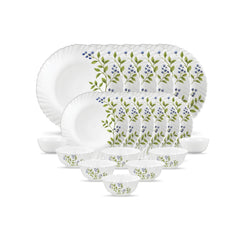 La Opala, Novo Collection, Opal Glass Leaf Dinner Set 20 Pcs, Silken Charm, White