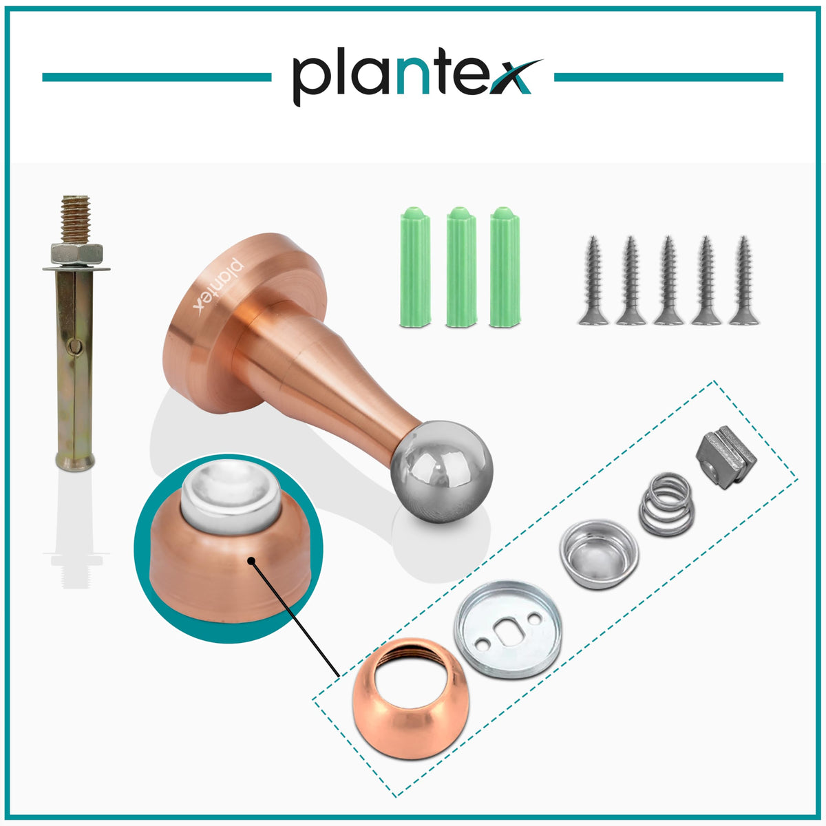Plantex Stainless Steel 360 Degree 4 inch Door Magnet Stopper for Home/Office/Hotel Wall and Floor Mounted Soft-Catcher to Hold Wooden/Glass/PVC Door Stops - Pack of 2 (PVD Rose Gold Finish)-6