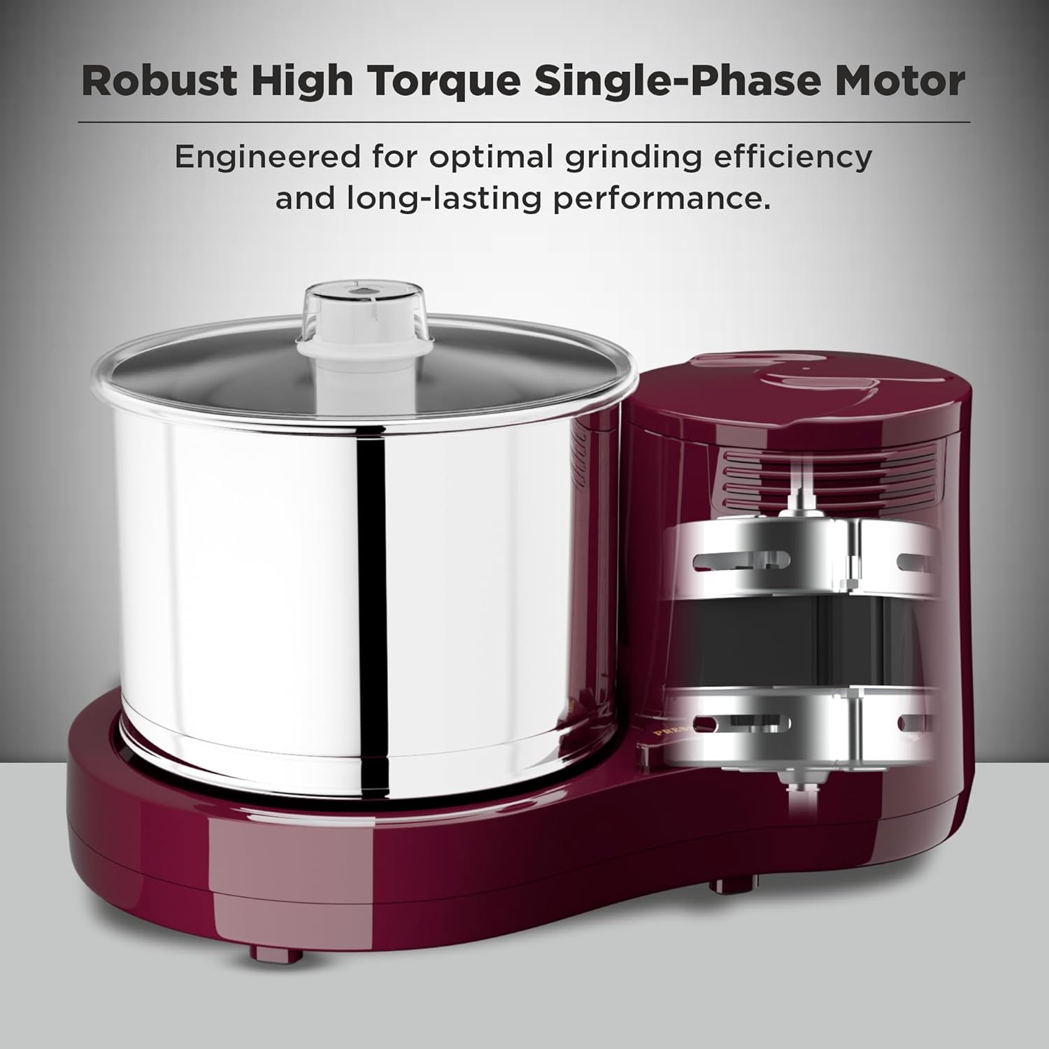 Butterfly Hippo 2 Litres Table-Top Wet Grinder | 150 Watts | Shockproof ABS Body | 4-way Grinding | Easy Clean & Maintenance | Stainless Steel Drum | 2 Years Manufacturer's Warranty | Cherry Red