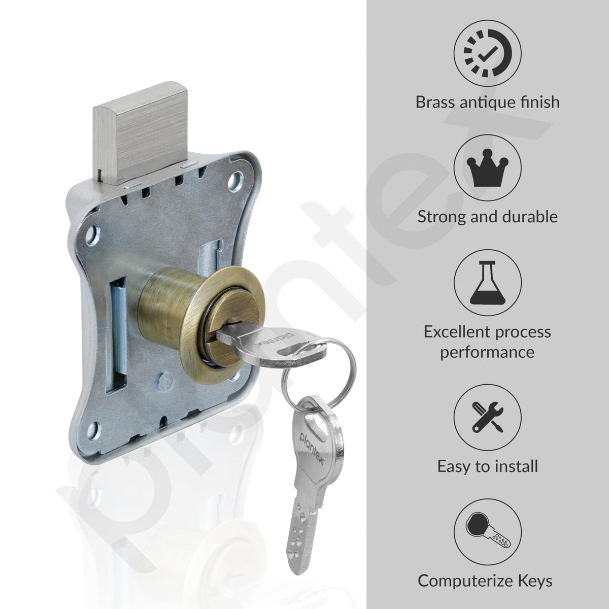 Plantex Drawer Lock/20mm Brass Lock for Cupboard/Multipurpose Cupboard Lock with Key for Home/Office - Pack of 4 (Brass Antique)-4