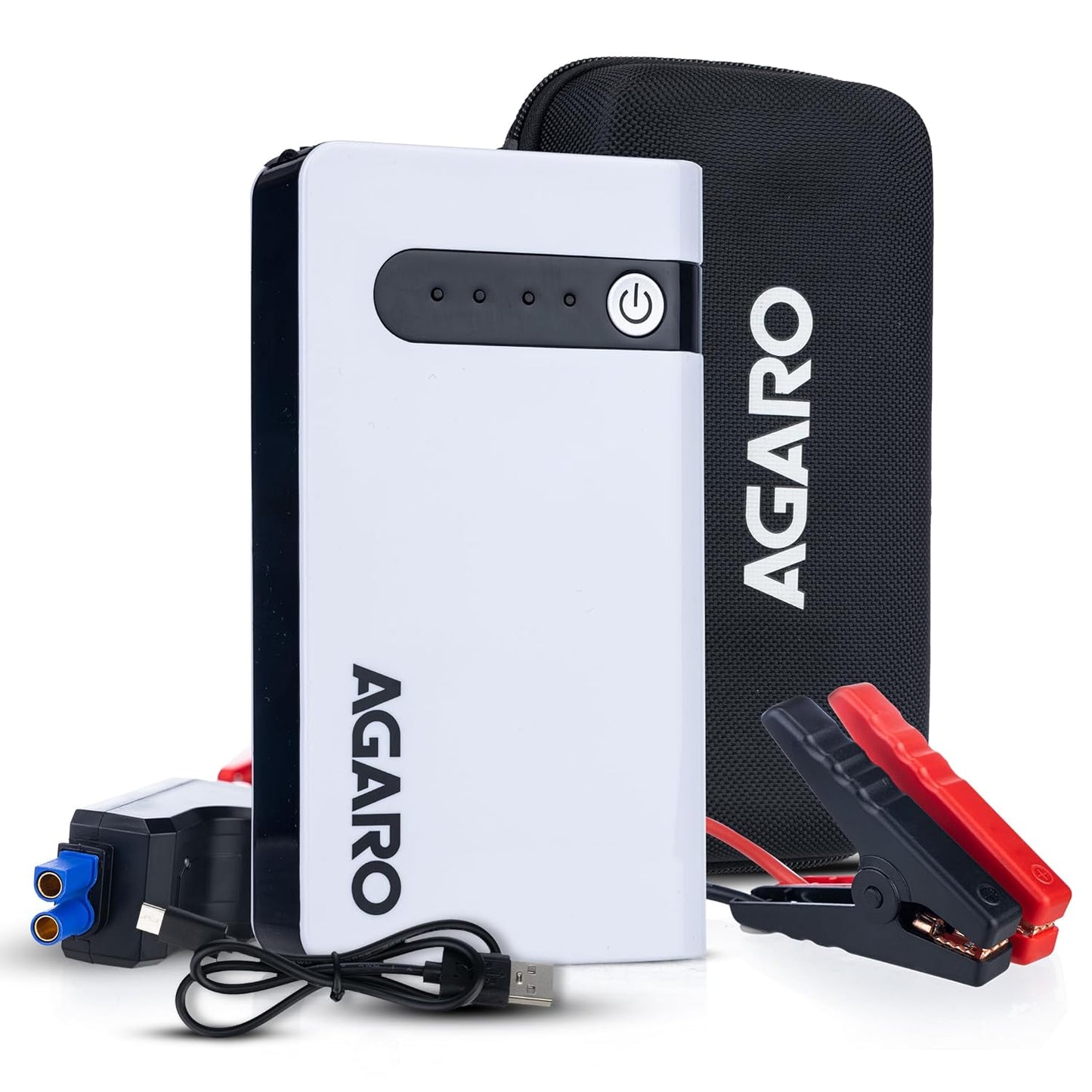 AGARO Primo Portable Jump Starter for Car & Bike, 12000mAh Battery, 3 in 1, Power Bank, LED Flashlight 3 Mode, Safety Protection, Type C Charge, Petrol & Diesel Engine Compatible, with Carry Bag
